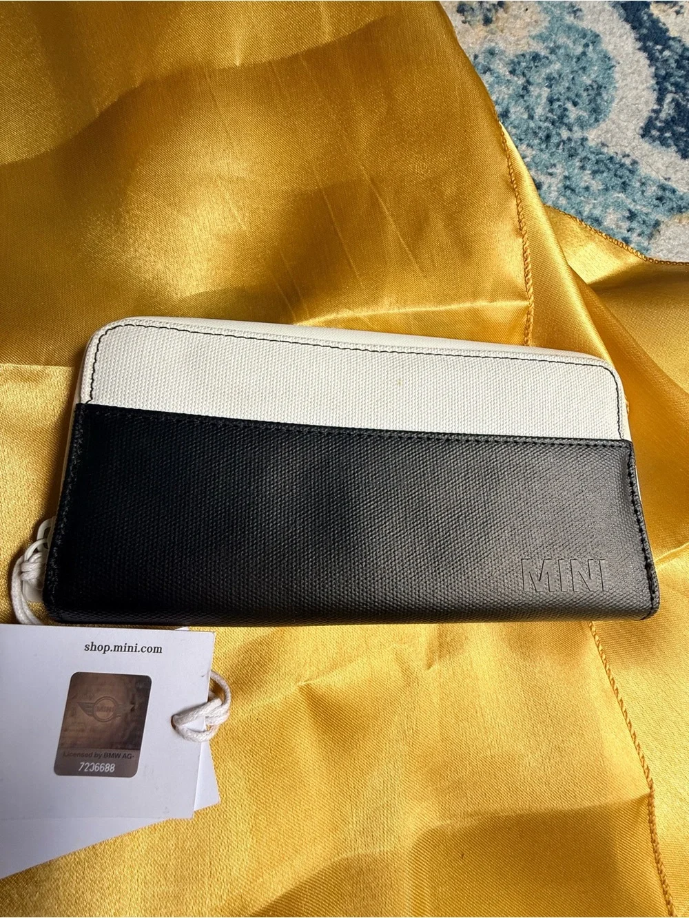BMW Black and White Zip-Around Wallet